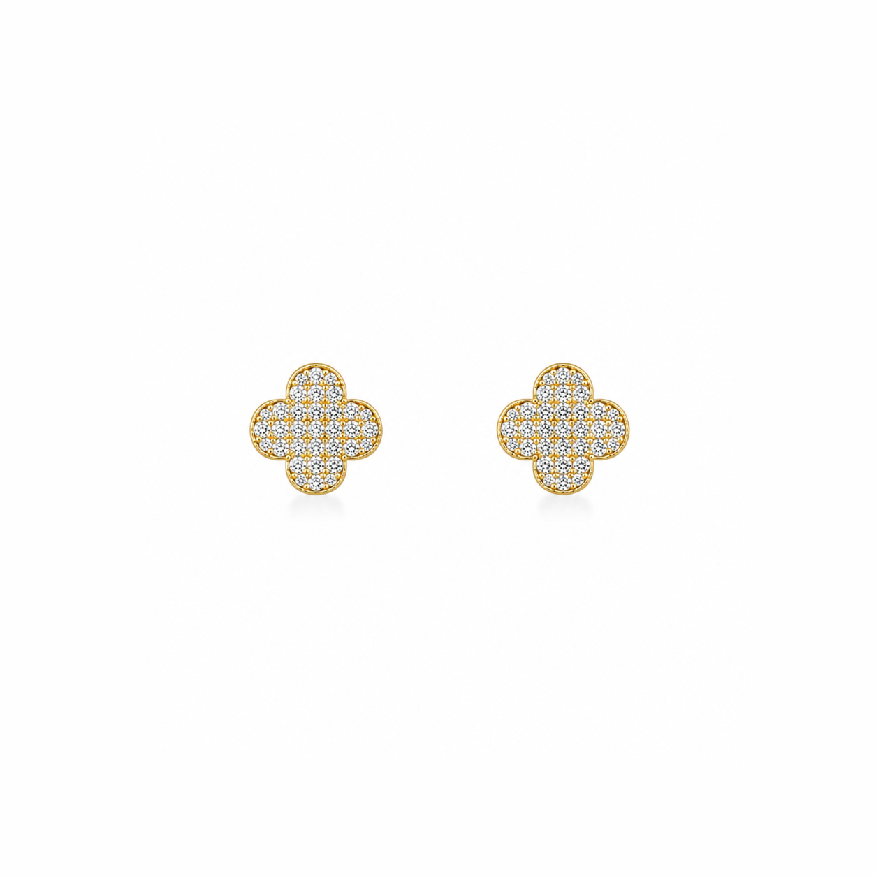 Diamond Clover Stud Earrings