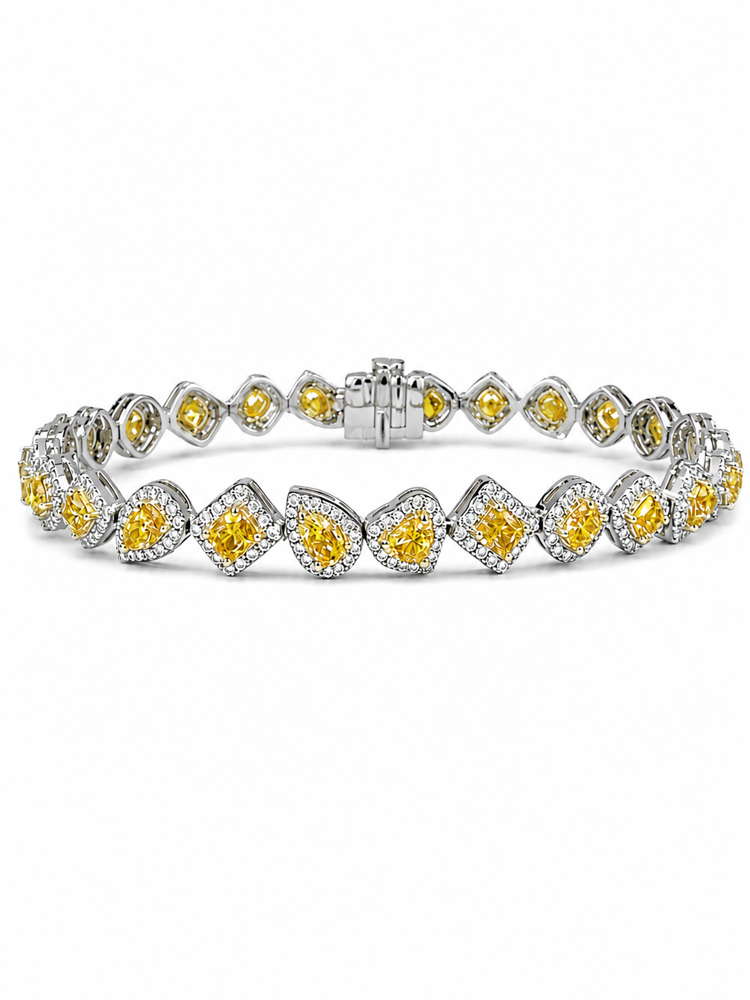 Multishape Yellow Diamond Tennis Bracelet