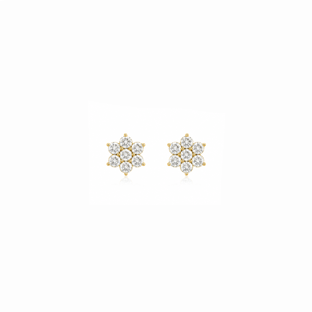 Midi Diamond Flower Stud Earrings