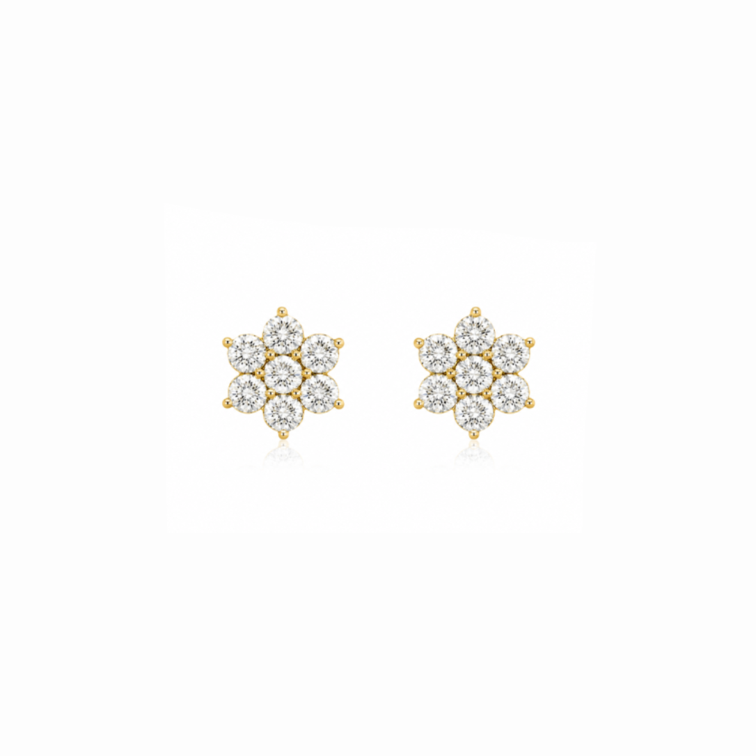 1.6 Ct Diamond Flower Stud Earrings