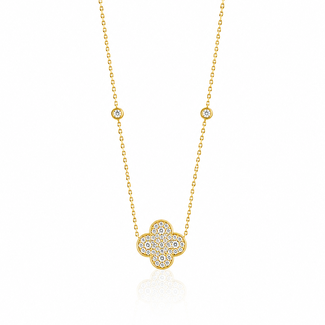 Diamond Clover Station Necklace