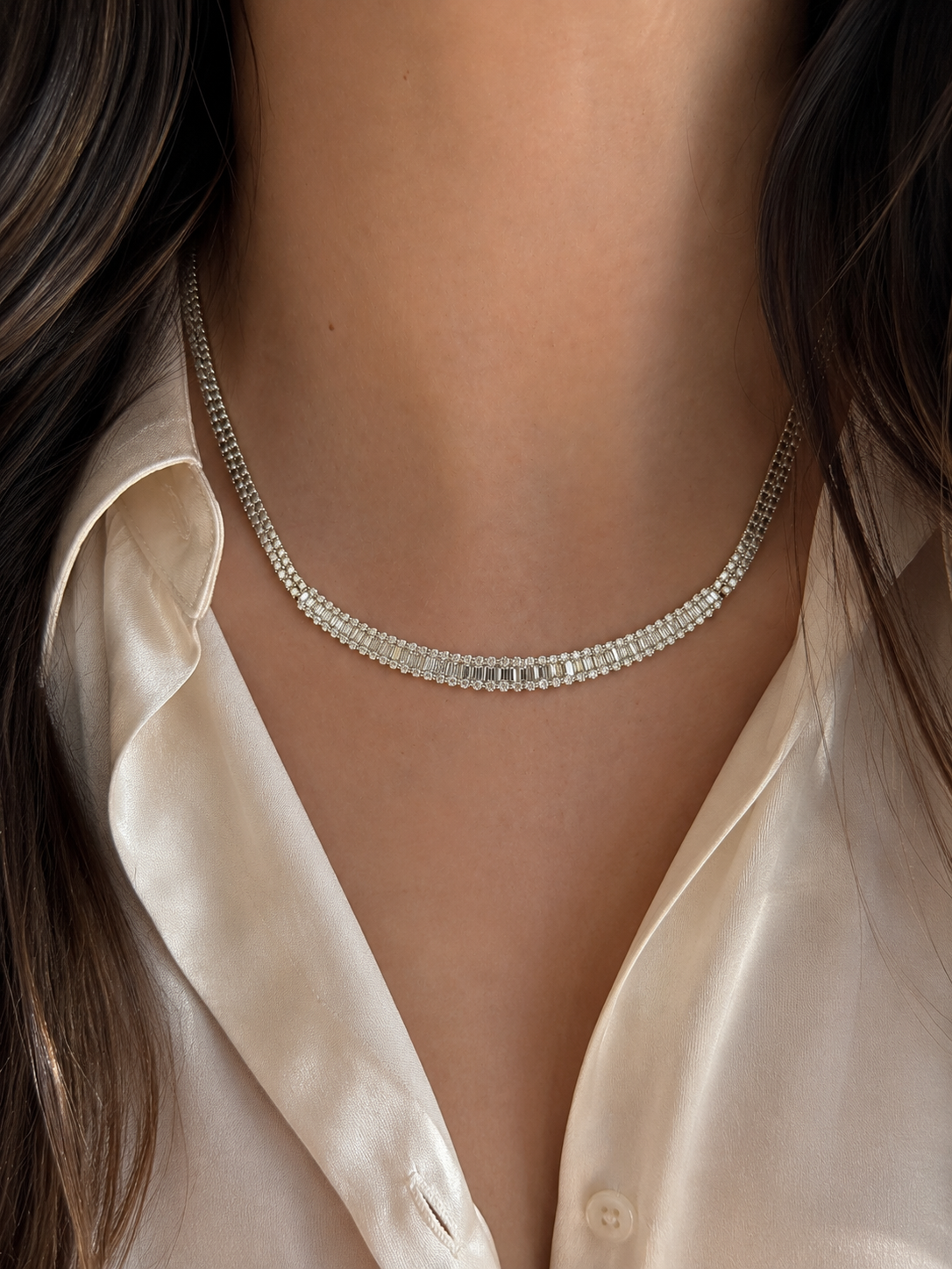 Illusion Baguette Tennis Necklace