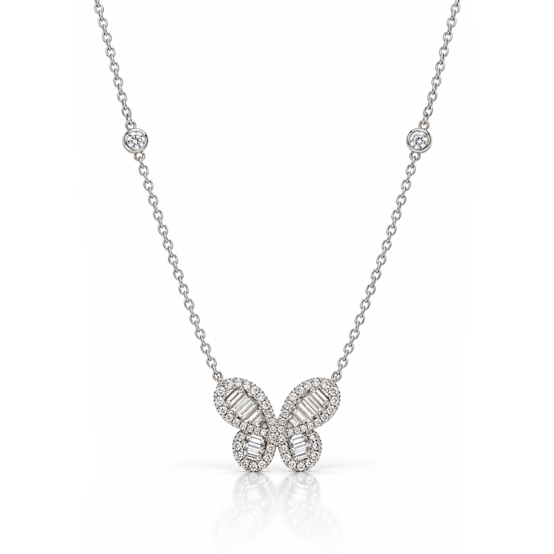 Baguette Butterfly Necklace