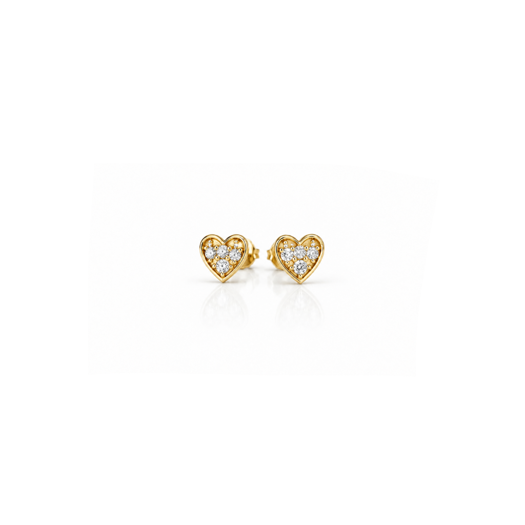 Petite Diamond Heart Studs