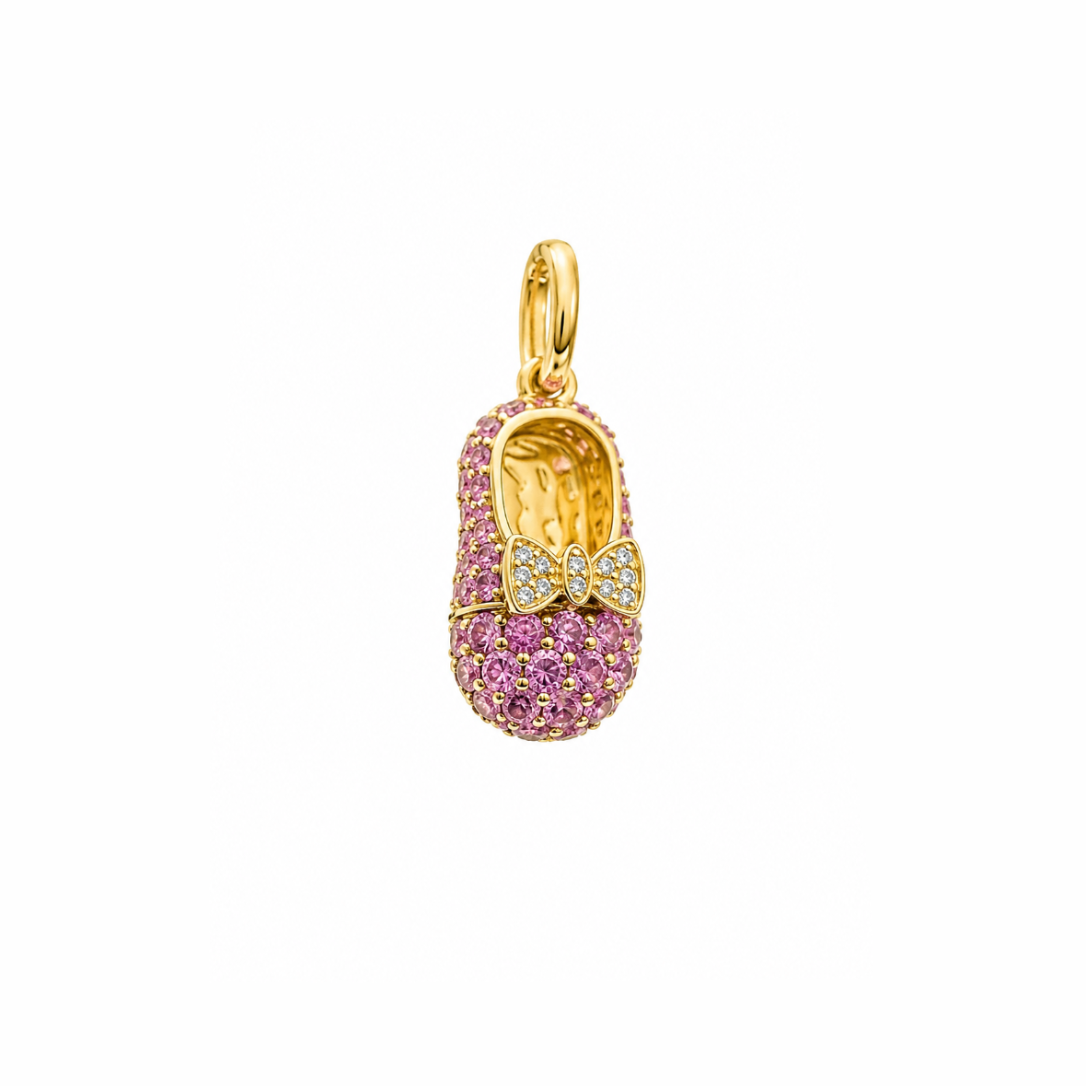 Pink Sapphire and Diamond Baby Girl Shoe