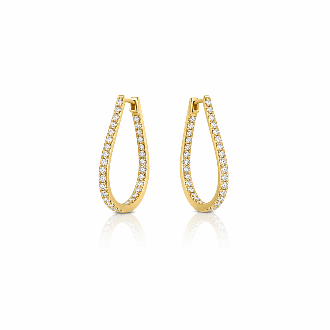 Large Drop Diamond Hoops