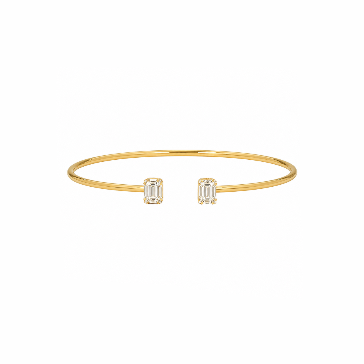 Emerald-Cut Diamond Open Bangle