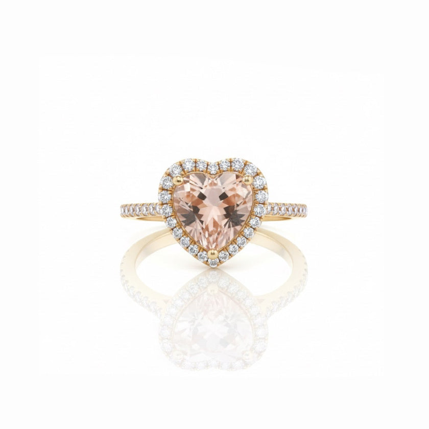 Heart Shaped Morganite Halo Ring