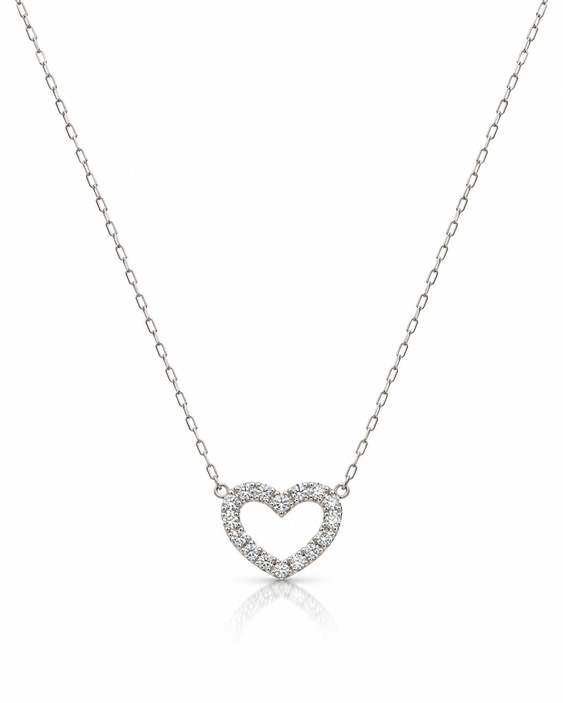 Hollow Diamond Heart Necklace