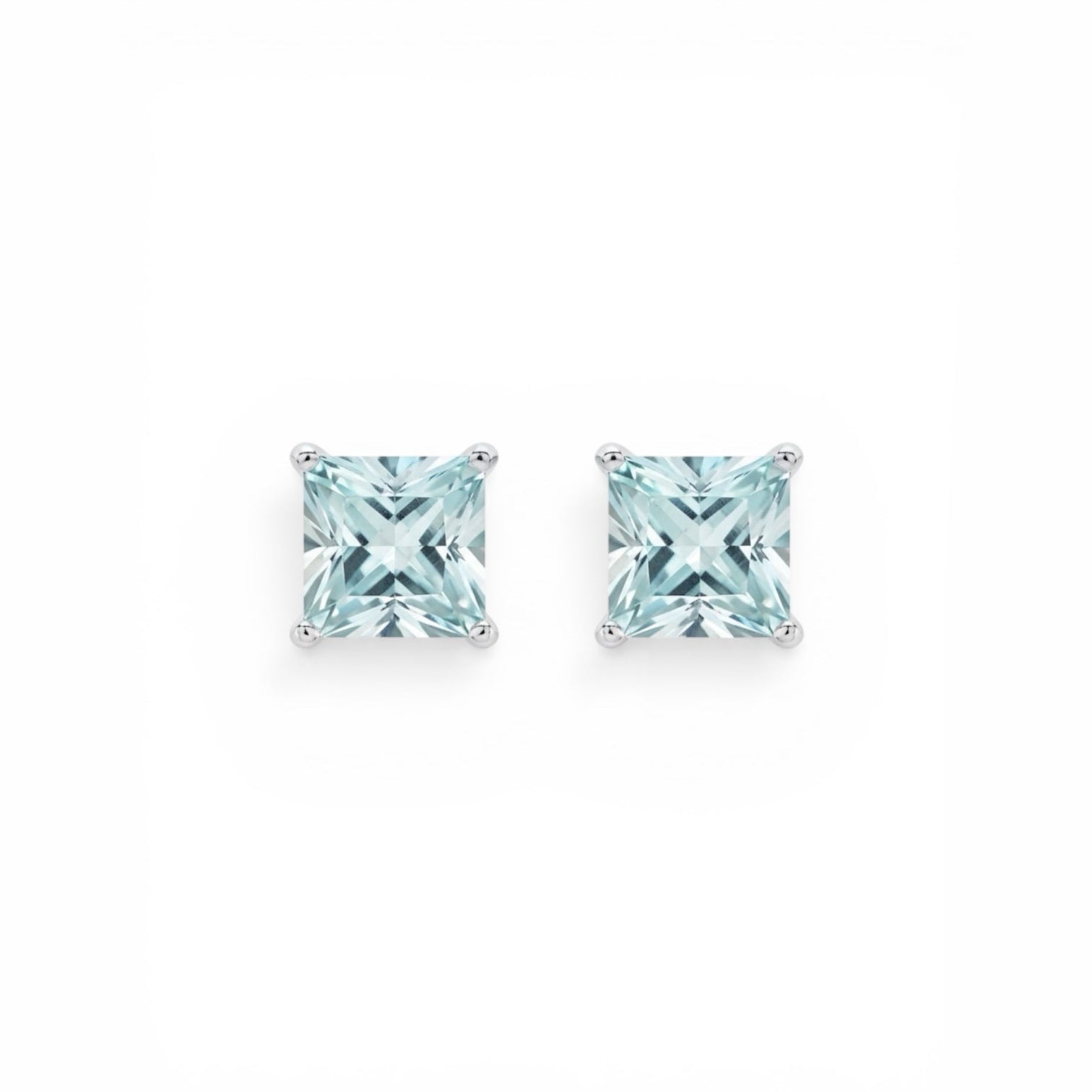 Classic Aquamarine Princess Cut Studs