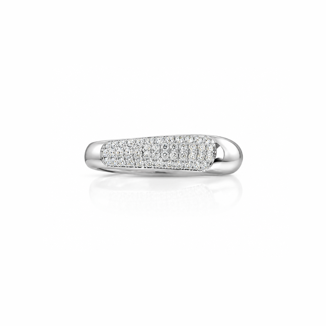 Asymmetric Diamond Pavé Ring