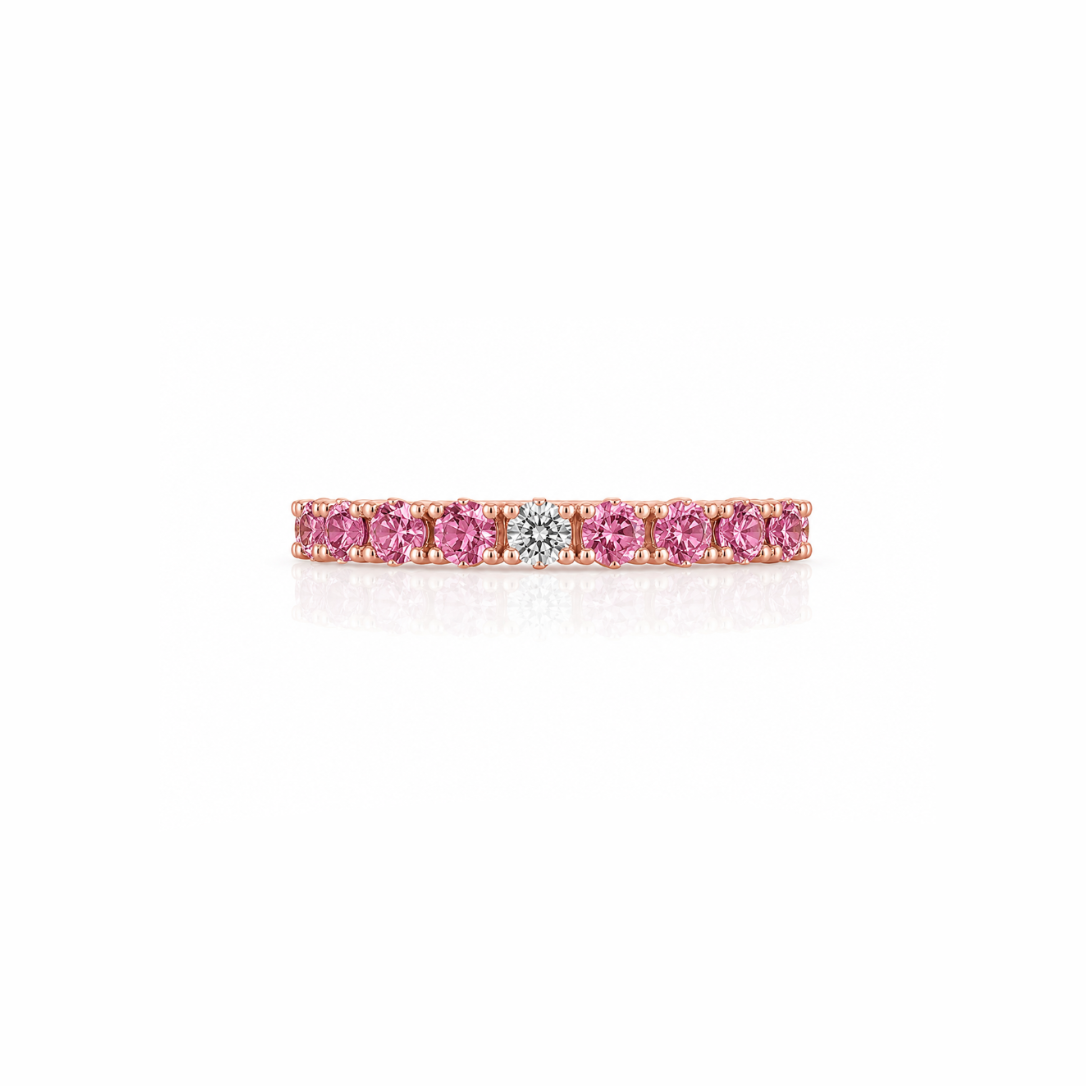 Pink Sapphire & Diamond Ring