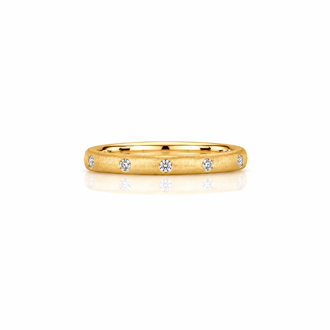 Brushed Gold Diamond Ring