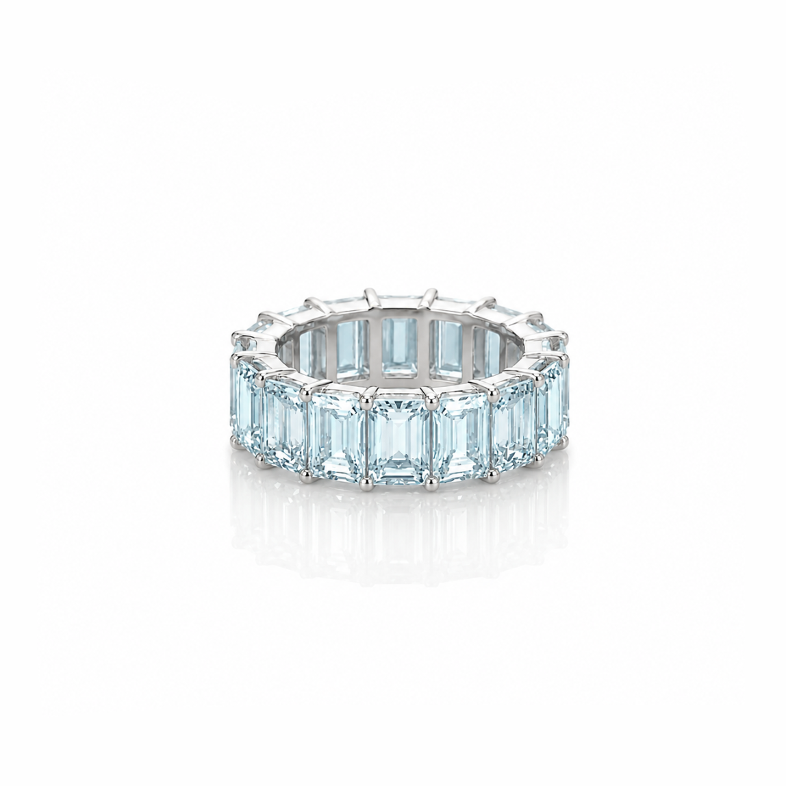Emerald Cut Aquamarine Eternity Band