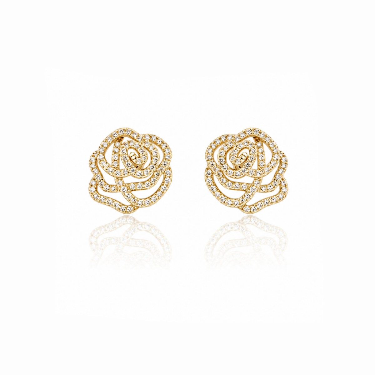 Diamond Rose Earrings