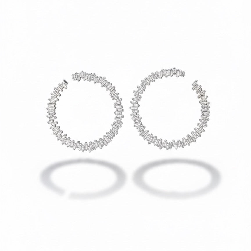 Crazy Baguette Diamond Hoop Earrings