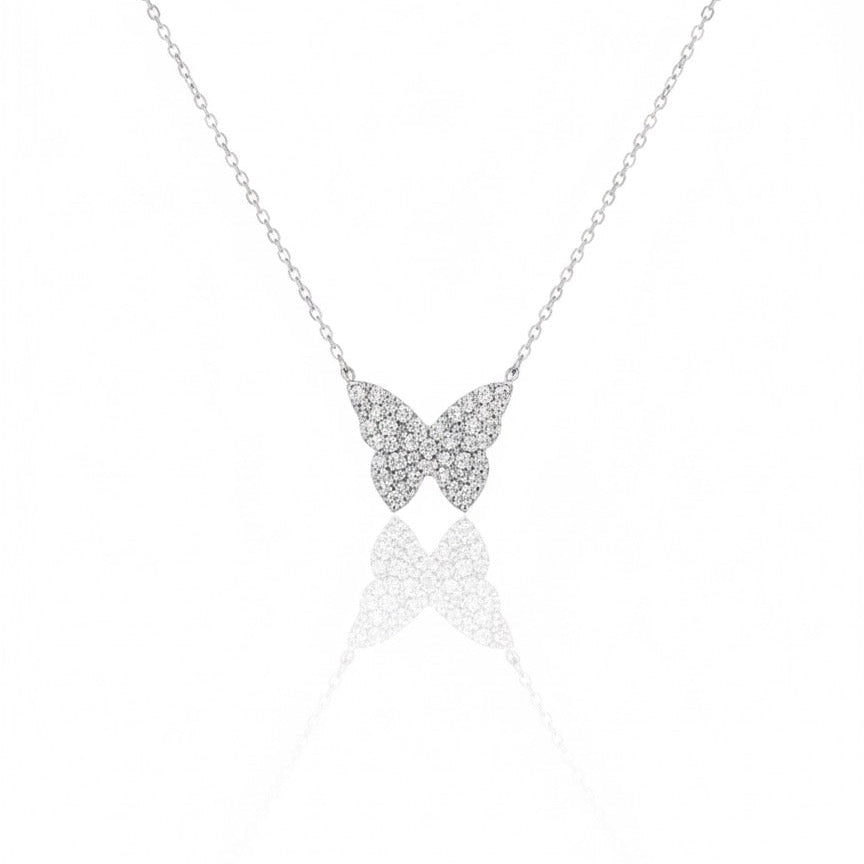 Mini Pavé Butterfly Necklace