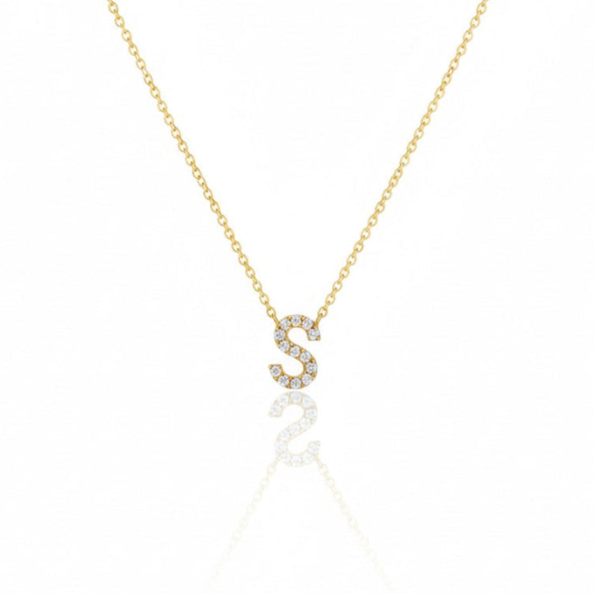 Mini Pavé Diamond Initial Necklace