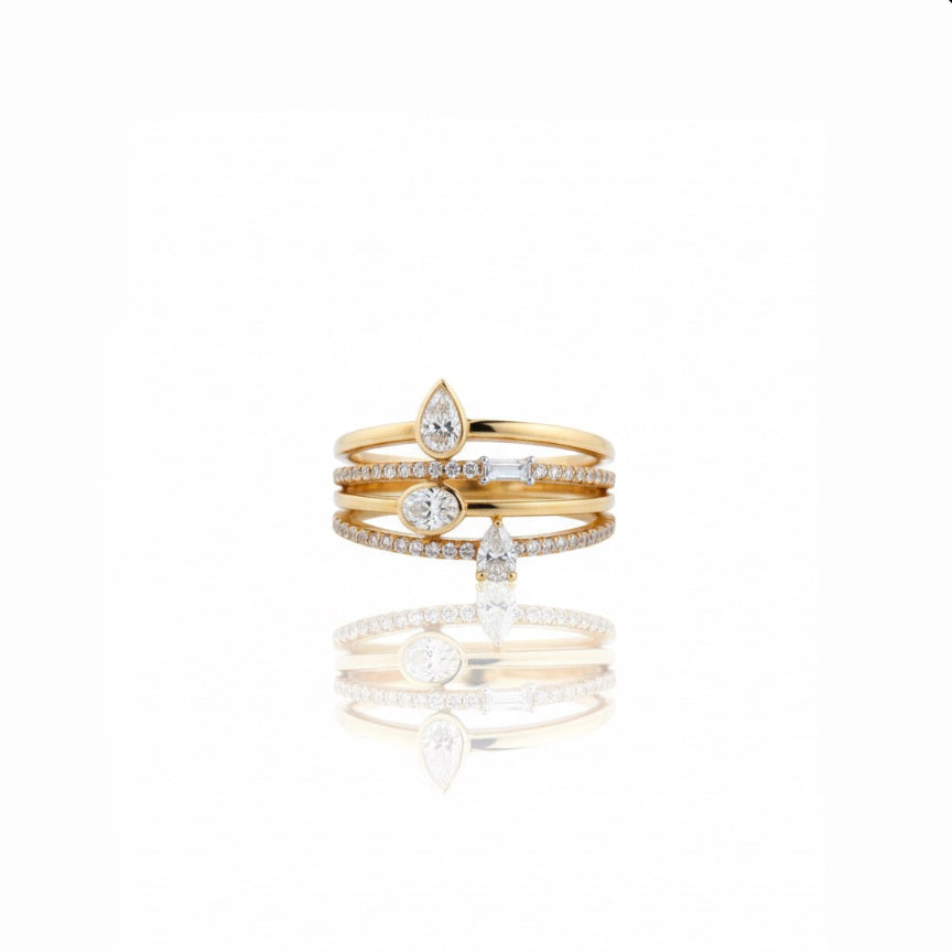 Multi Shaped Diamond Stack Ring