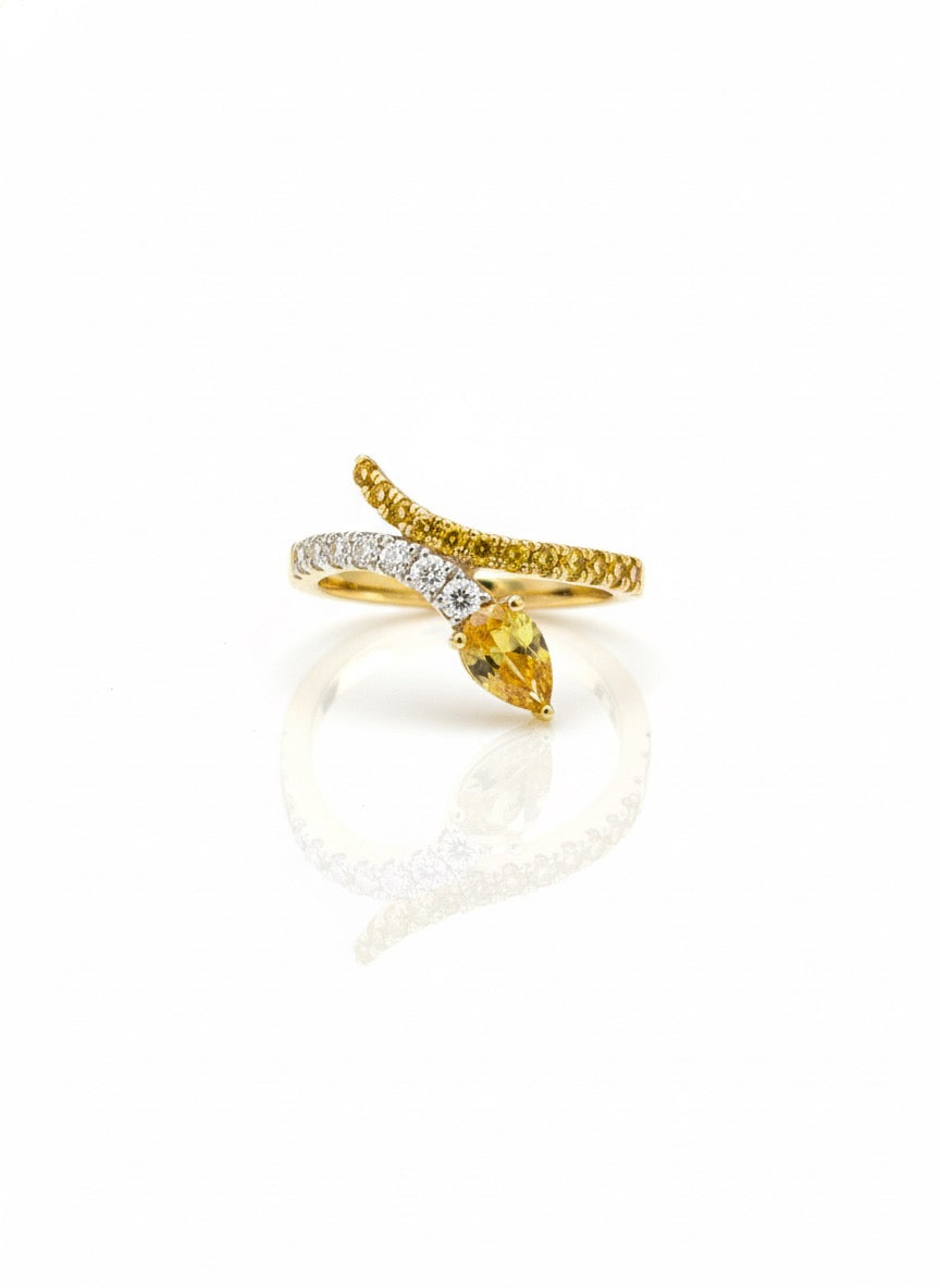 Pear Cut Snake Coil Ring