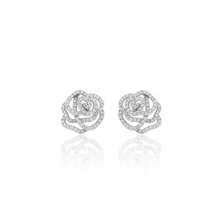 Pavé Diamond Rose Earrings