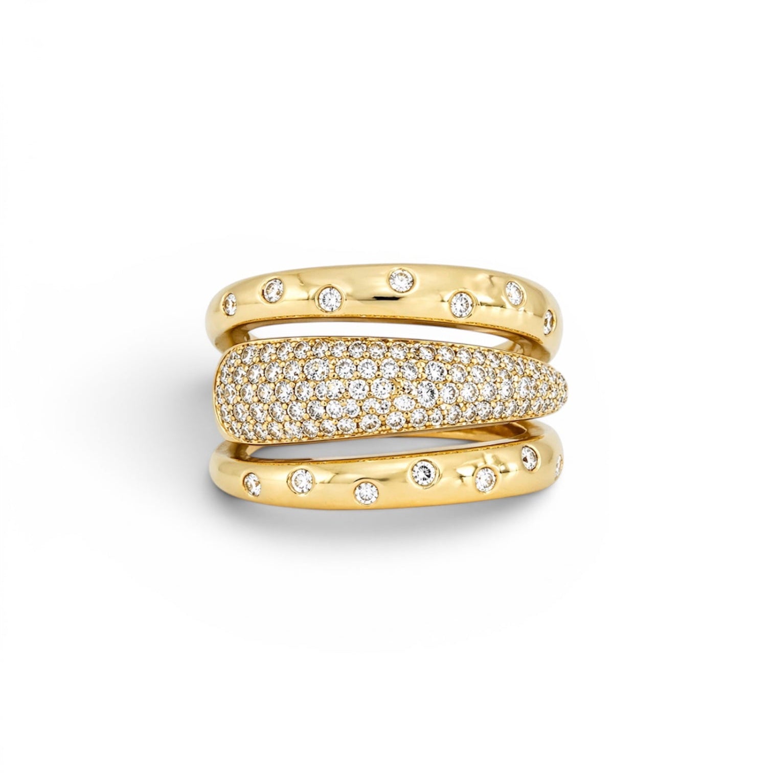 Multi Band Pave Diamond Ring