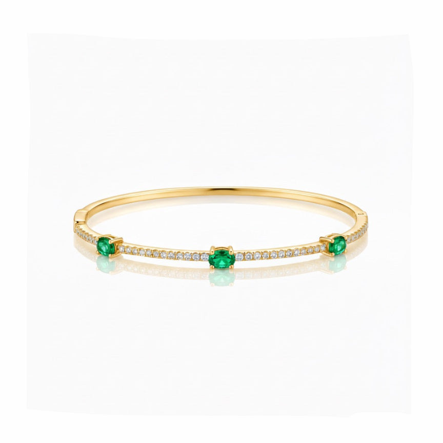 Trio Oval Stone and Diamond Bracelet