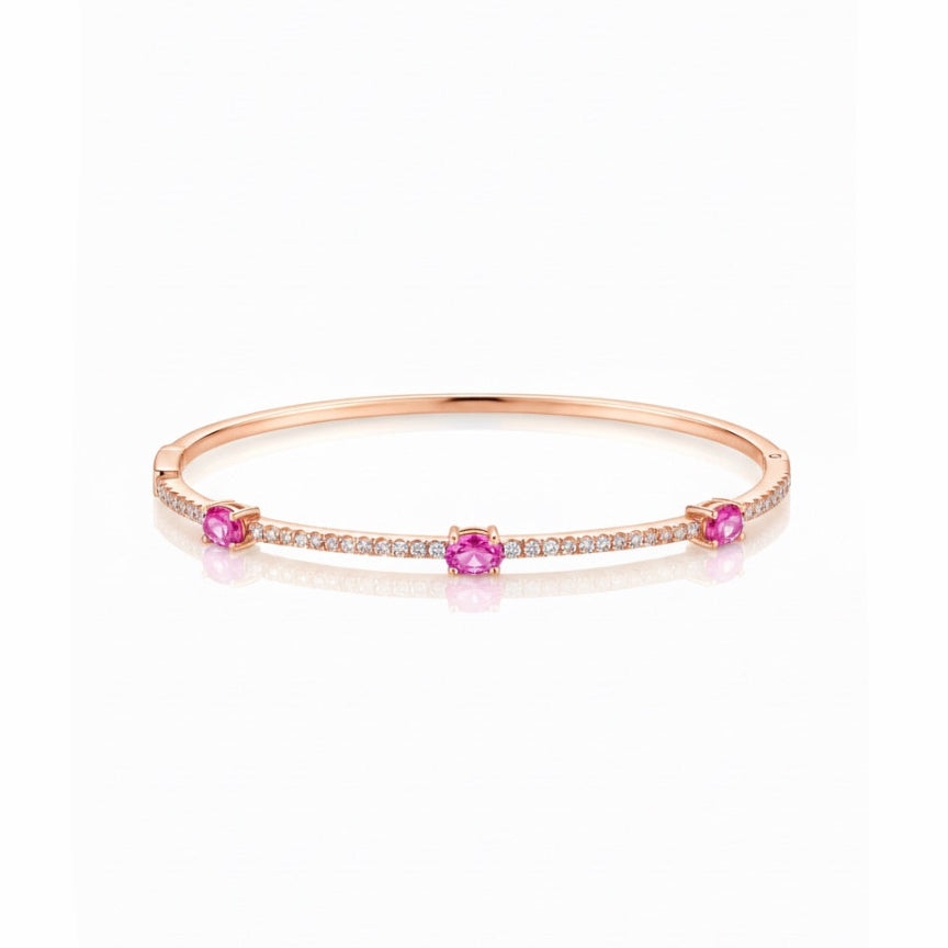 Trio Oval Stone and Diamond Bracelet