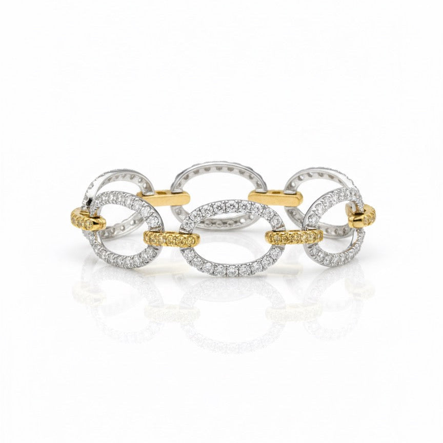 Yellow and White Diamond Oval Tennis Bracelet