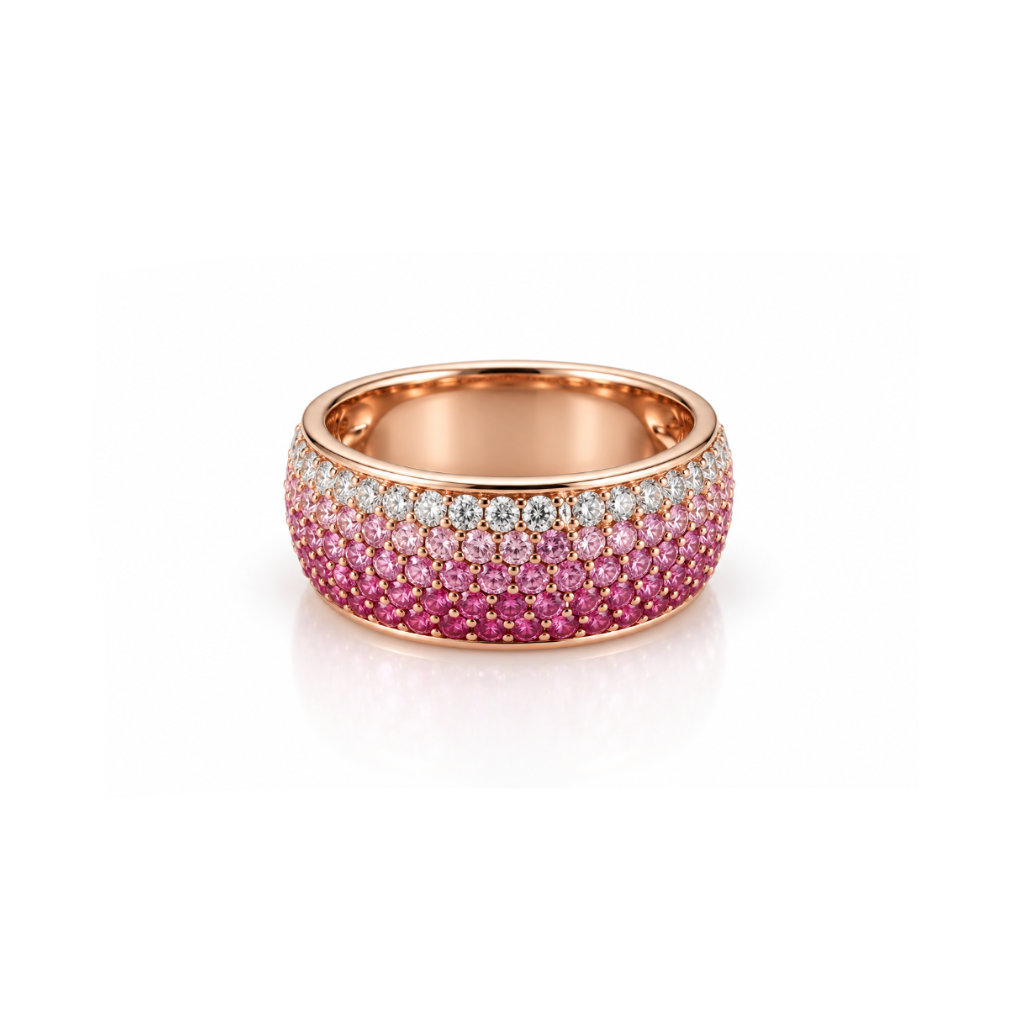 Pink Sapphire Ombré Pave Band