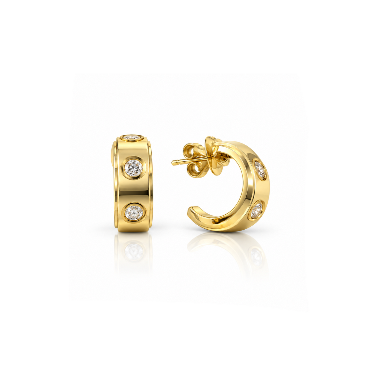 Mini Bezel Diamond Hoops
