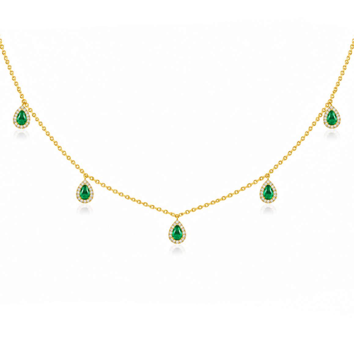 Emerald Halo Drop Necklace