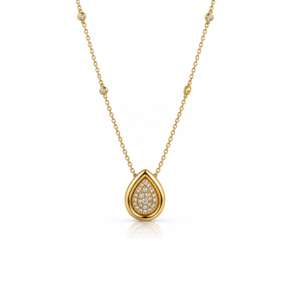 Diamond Bezel Teardrop Necklace