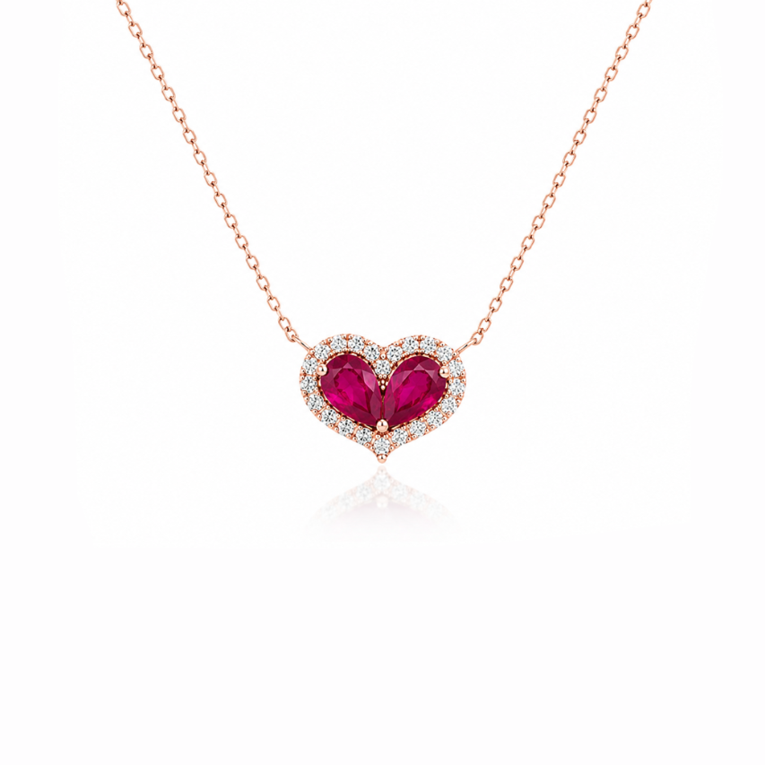 Ruby Heart & Diamond Necklace