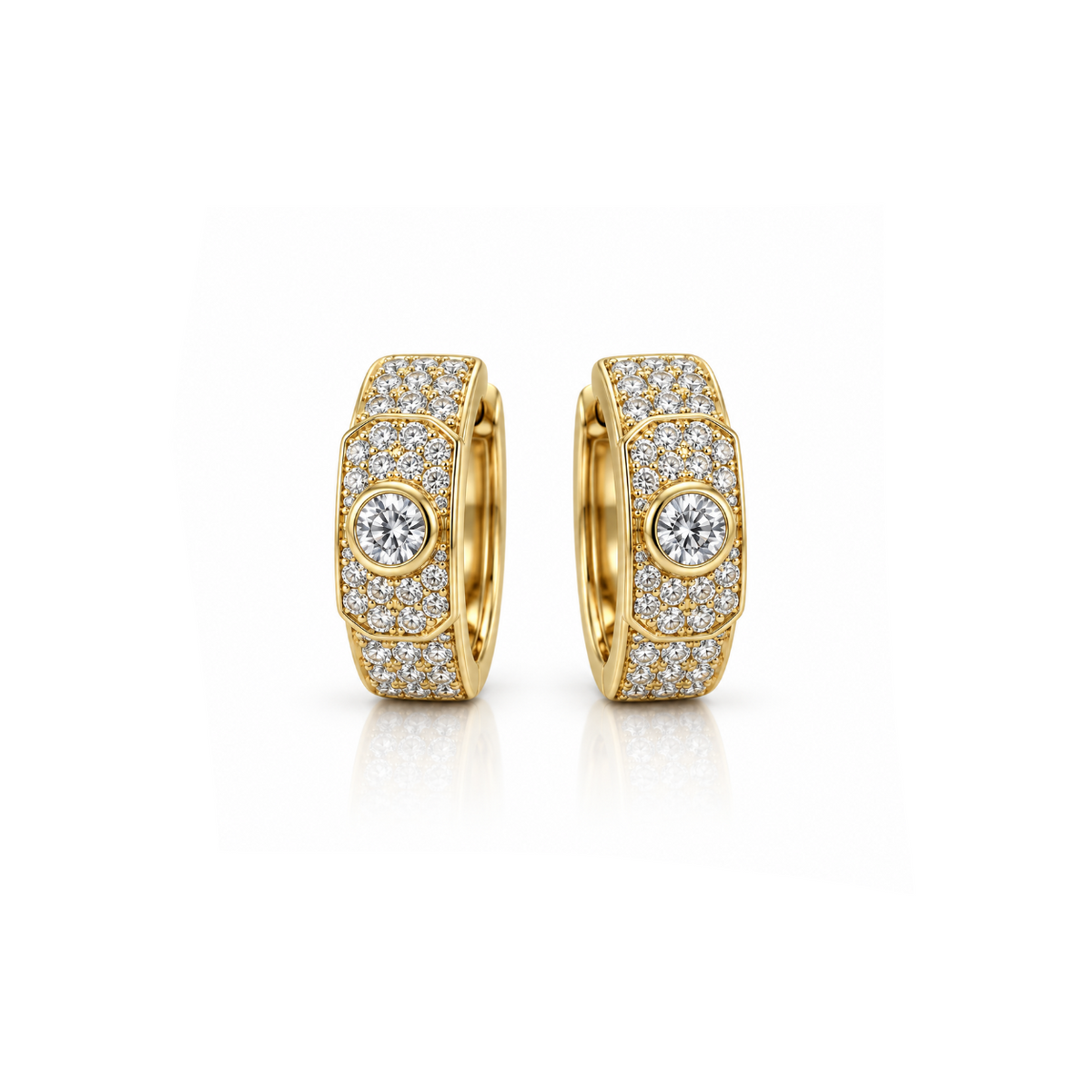 Bezel Pavé Diamond Hoops