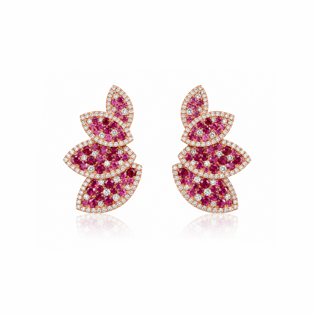 4-Leaf Gemstone & Diamond Earrings