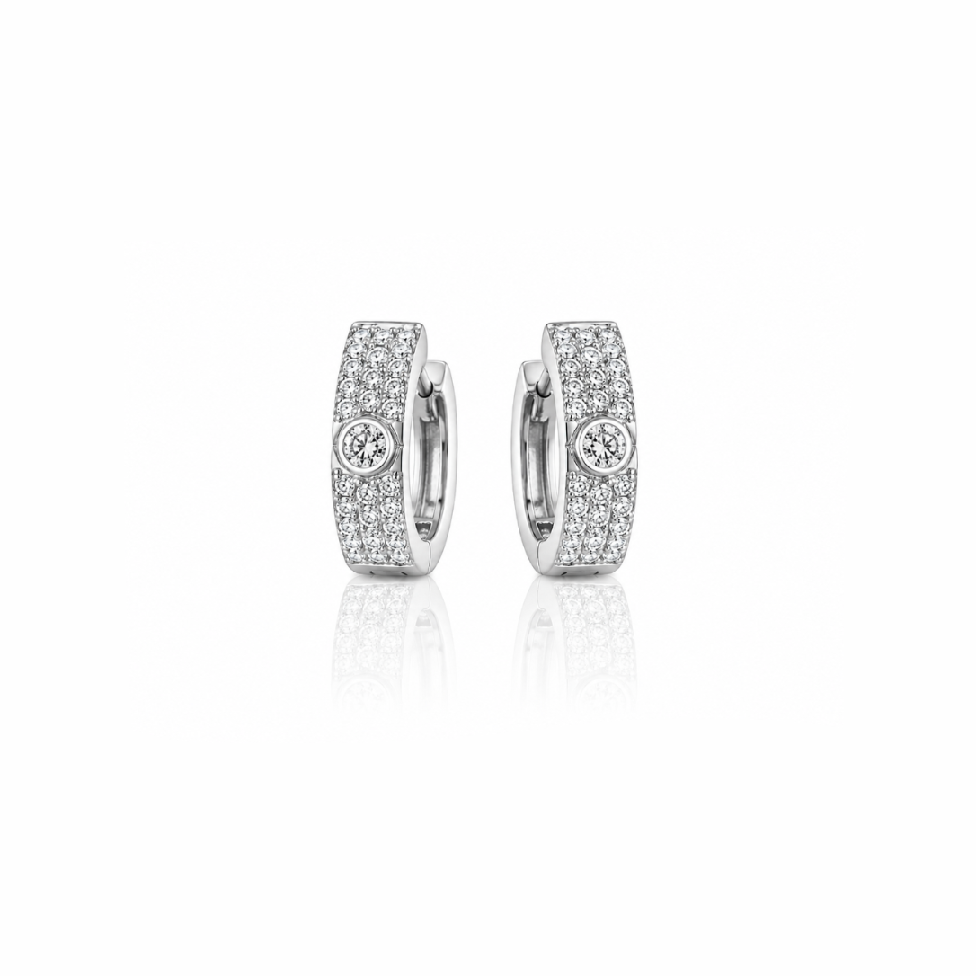 Bezel Pavé Diamond Hoops