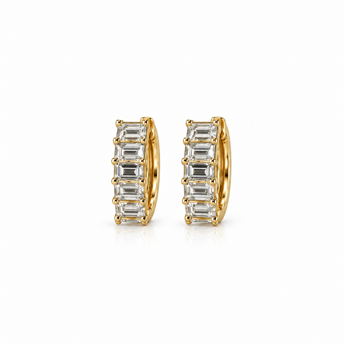 Emerald-Cut Diamond Hoops