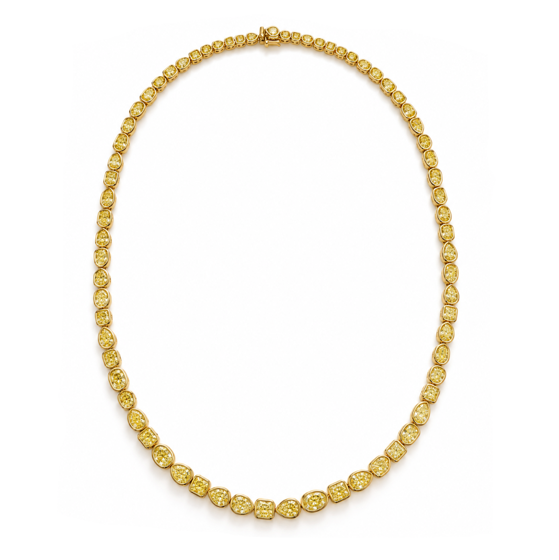 Multihshape Yellow Diamond Tennis Necklace