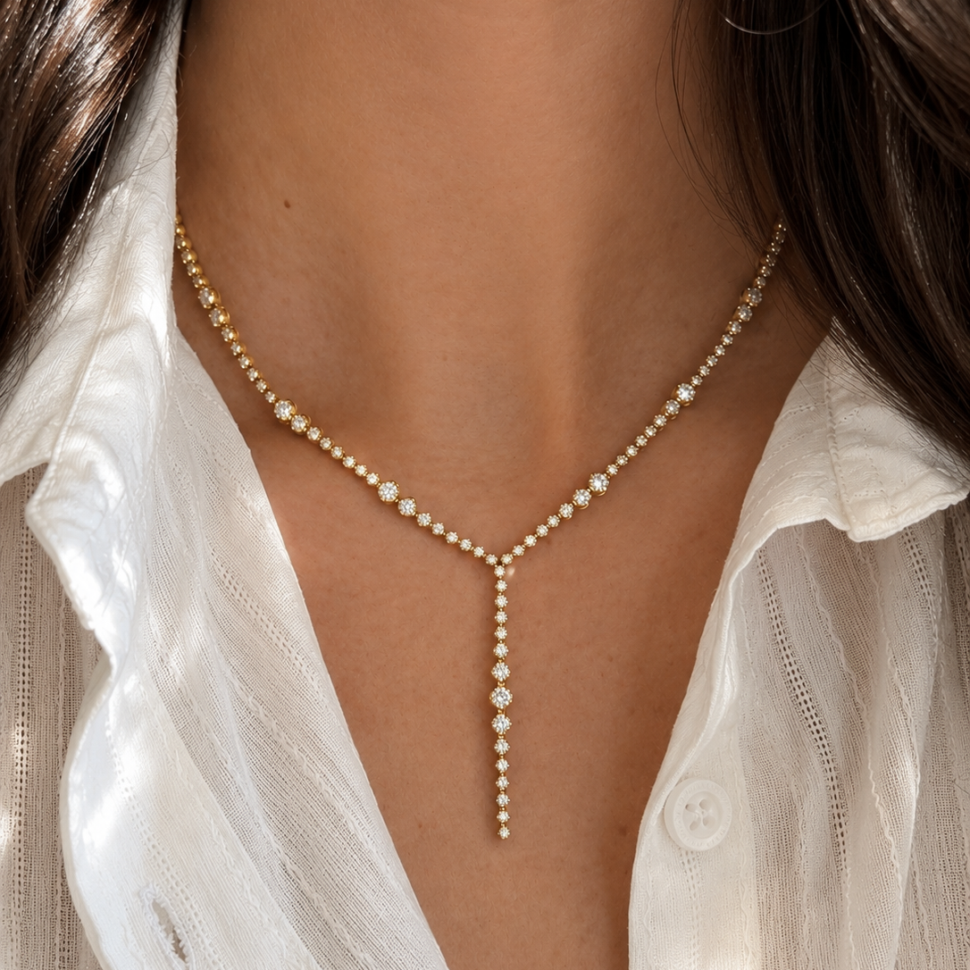 Circled Lariat Tennis Necklace
