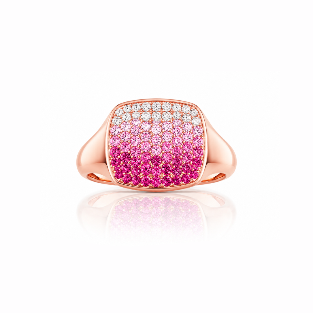 Pink Sapphire Ombré Signet Ring