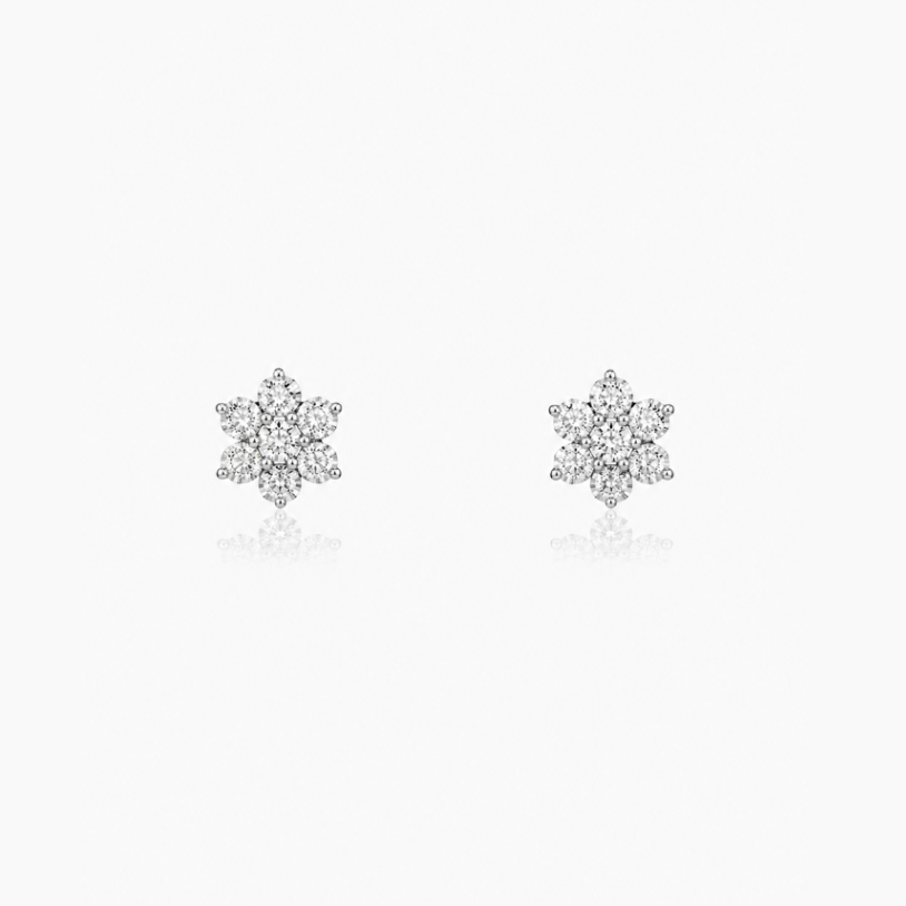 Flower Diamond Stud Earrings