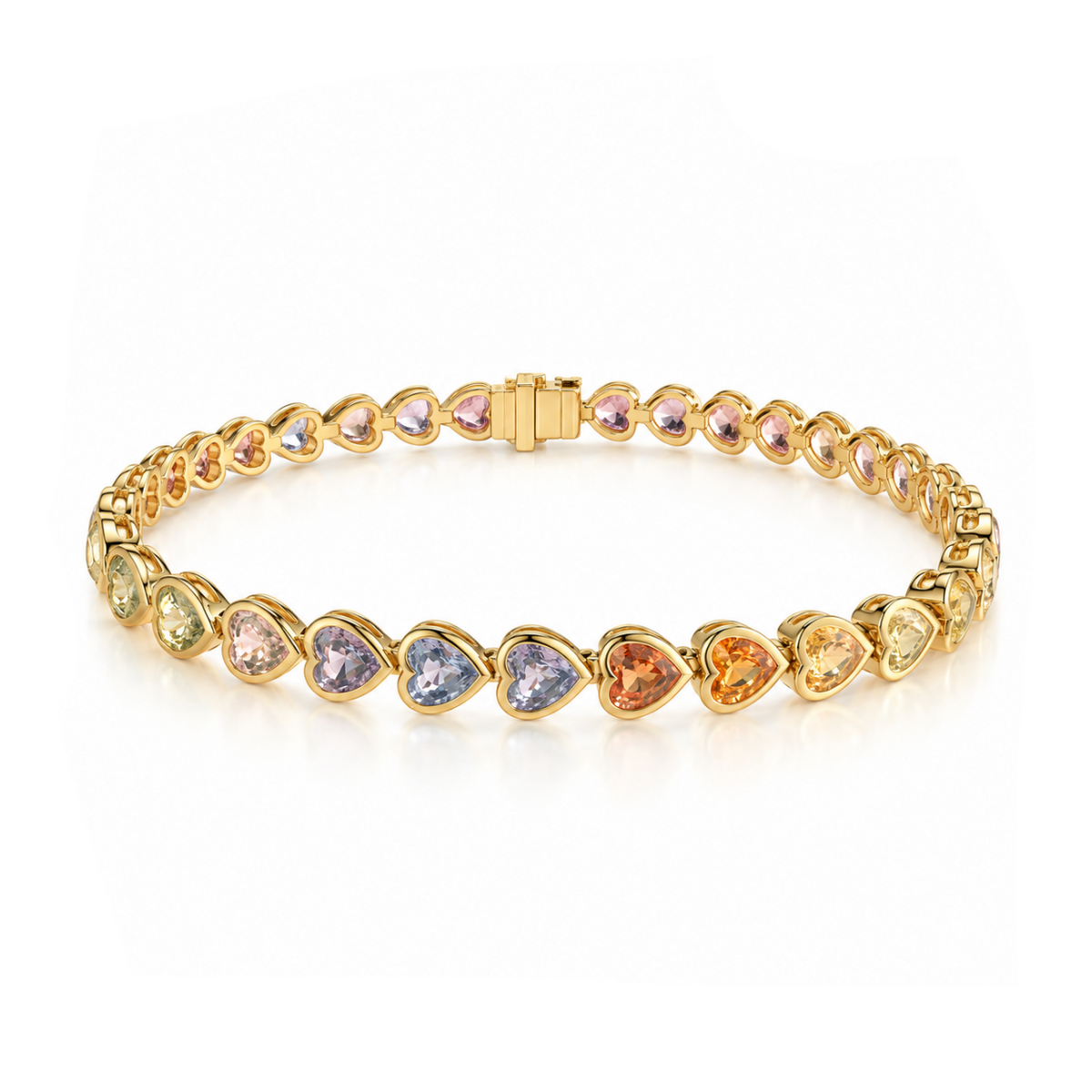 Pastel Ombré Heart Tennis Bracelet