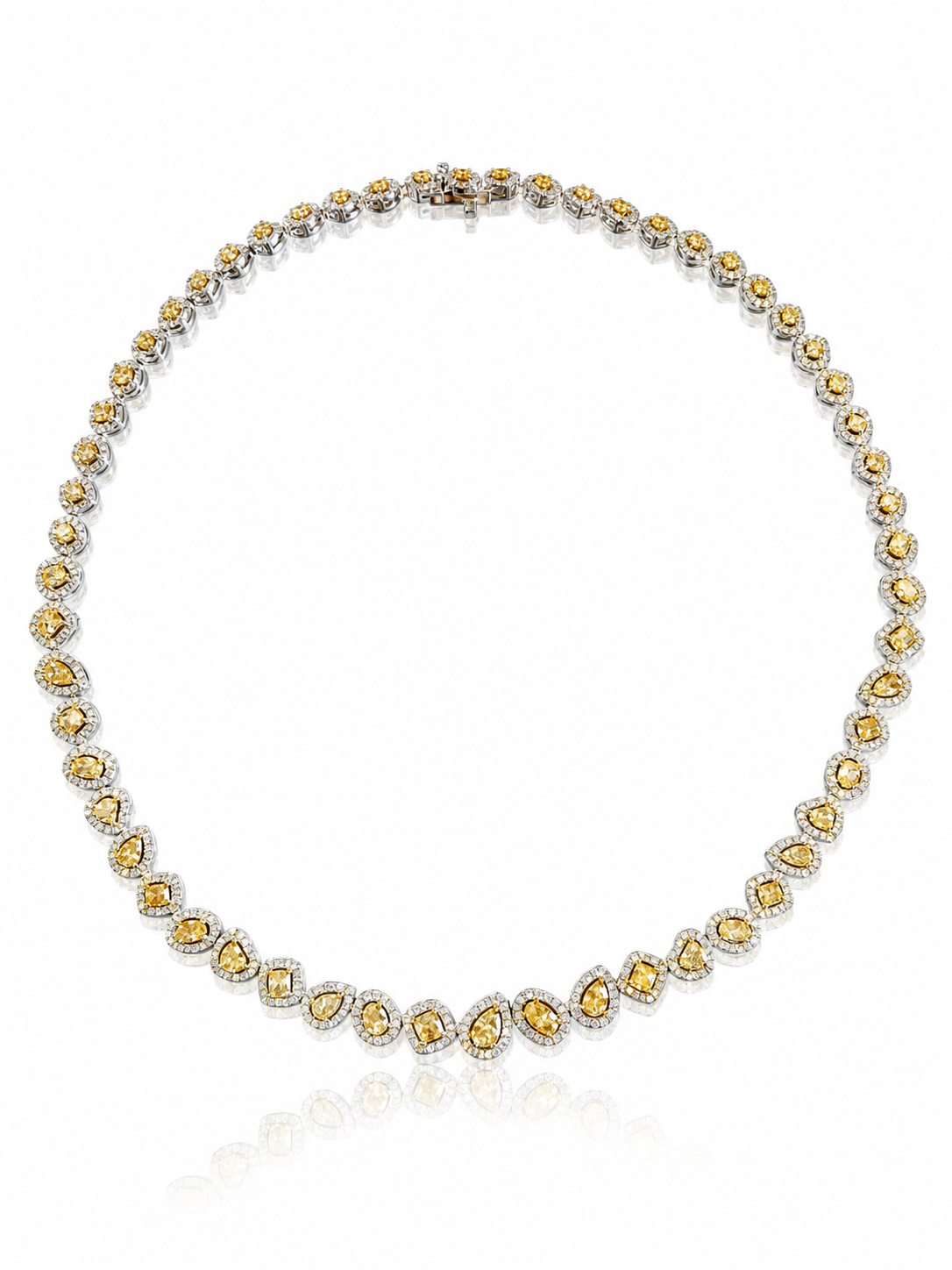 Multishape Yellow Diamond Tennis Necklace