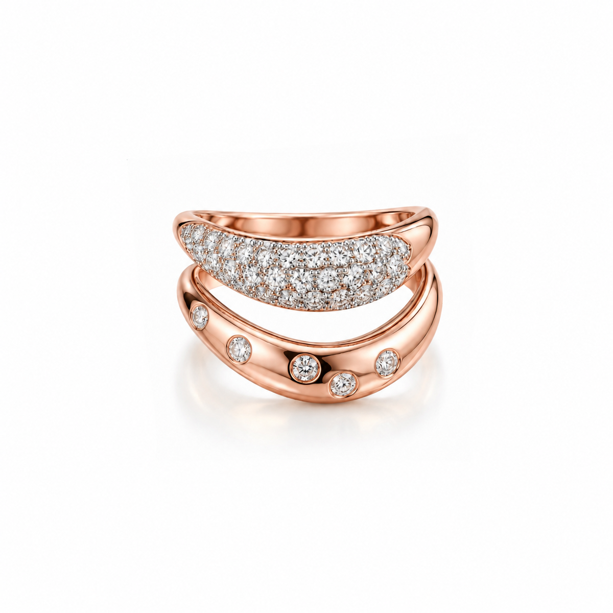 Double Curve Diamond Ring