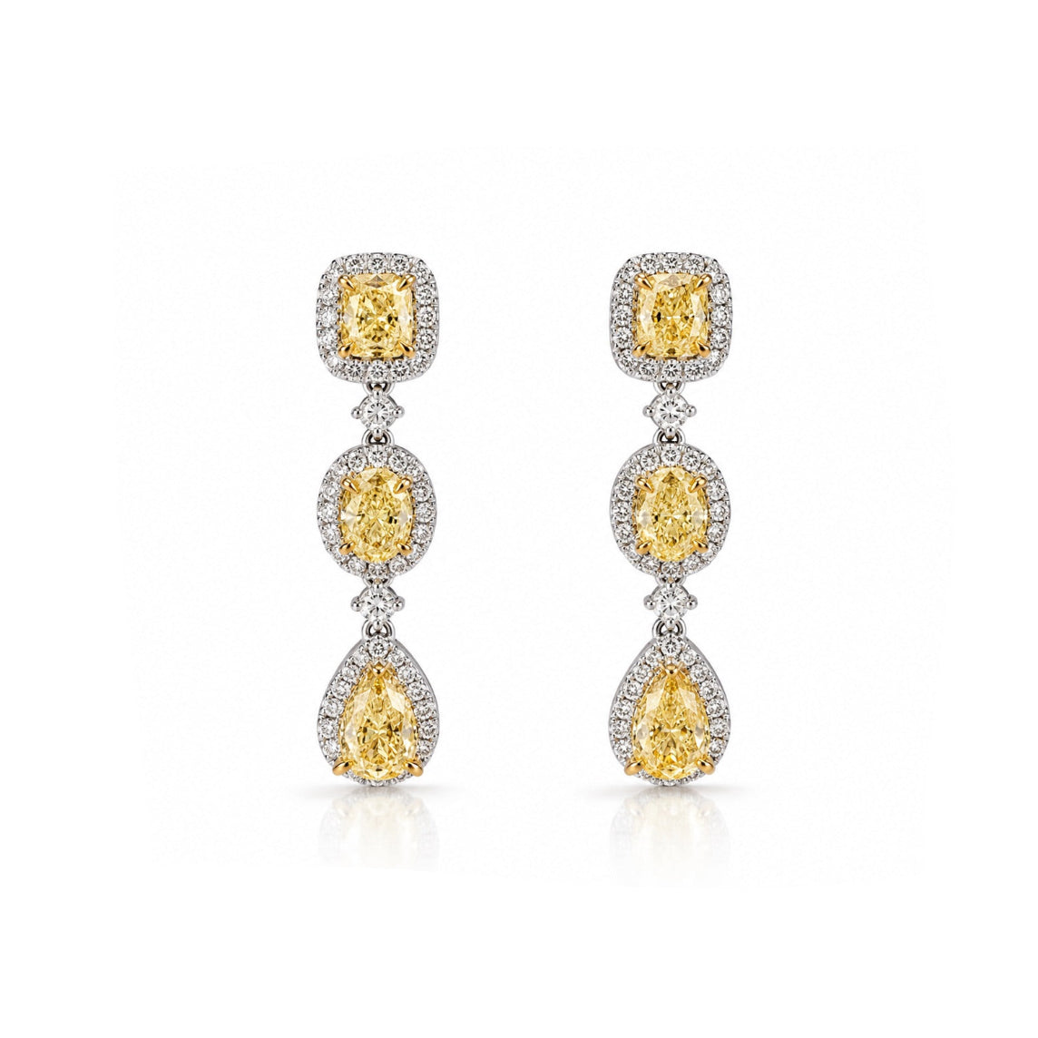 Multishape Yellow Diamond Earrings
