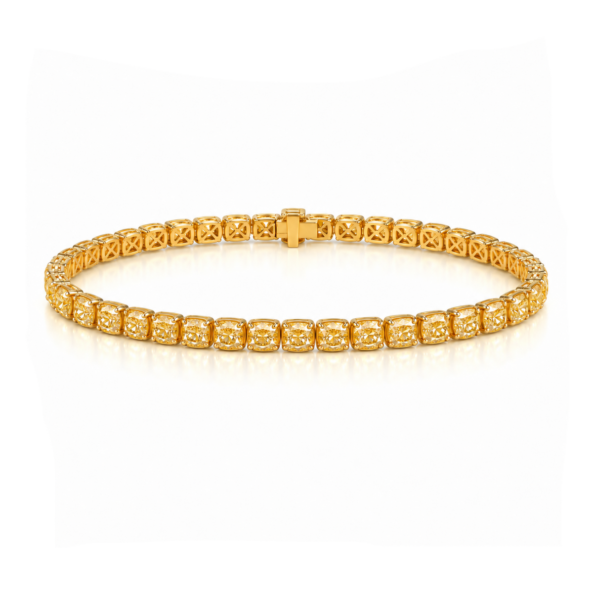 Yellow Diamond Cushion Tennis Bracelet