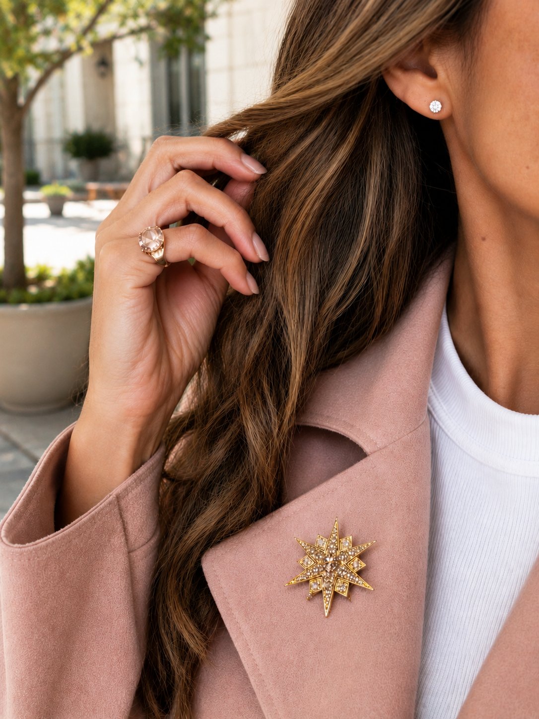 Brown Diamond Star Brooch