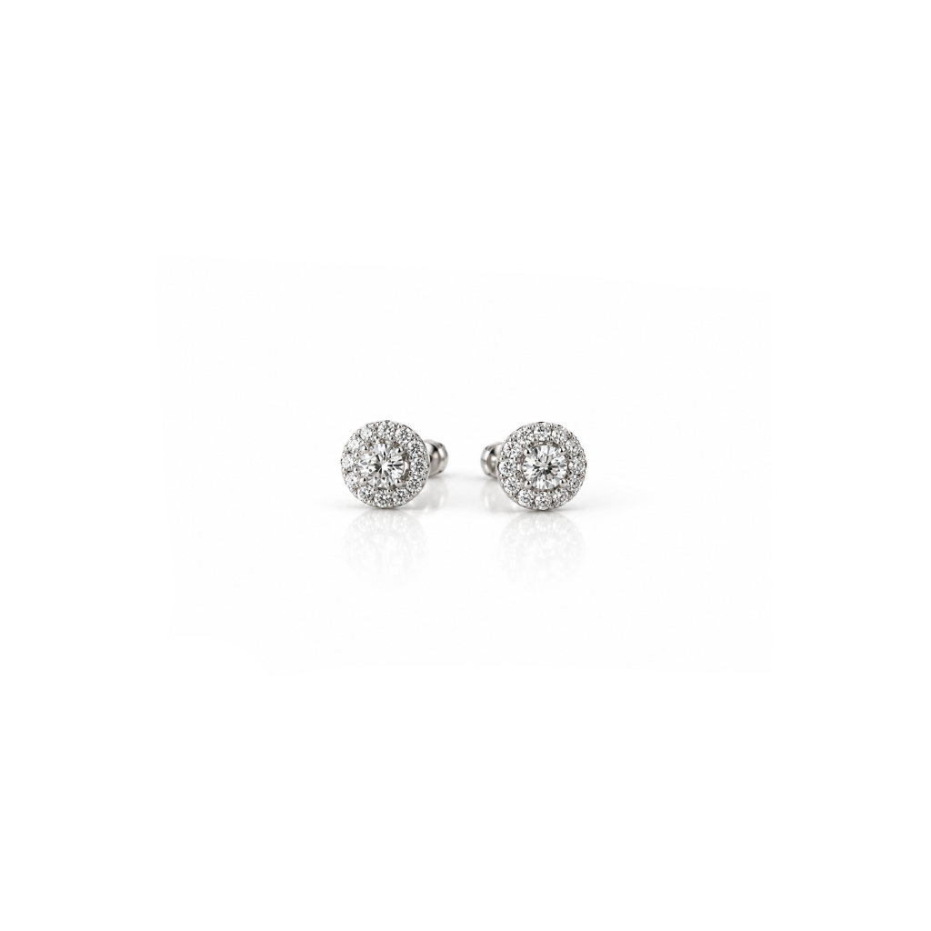 Petite Diamond Halo Studs