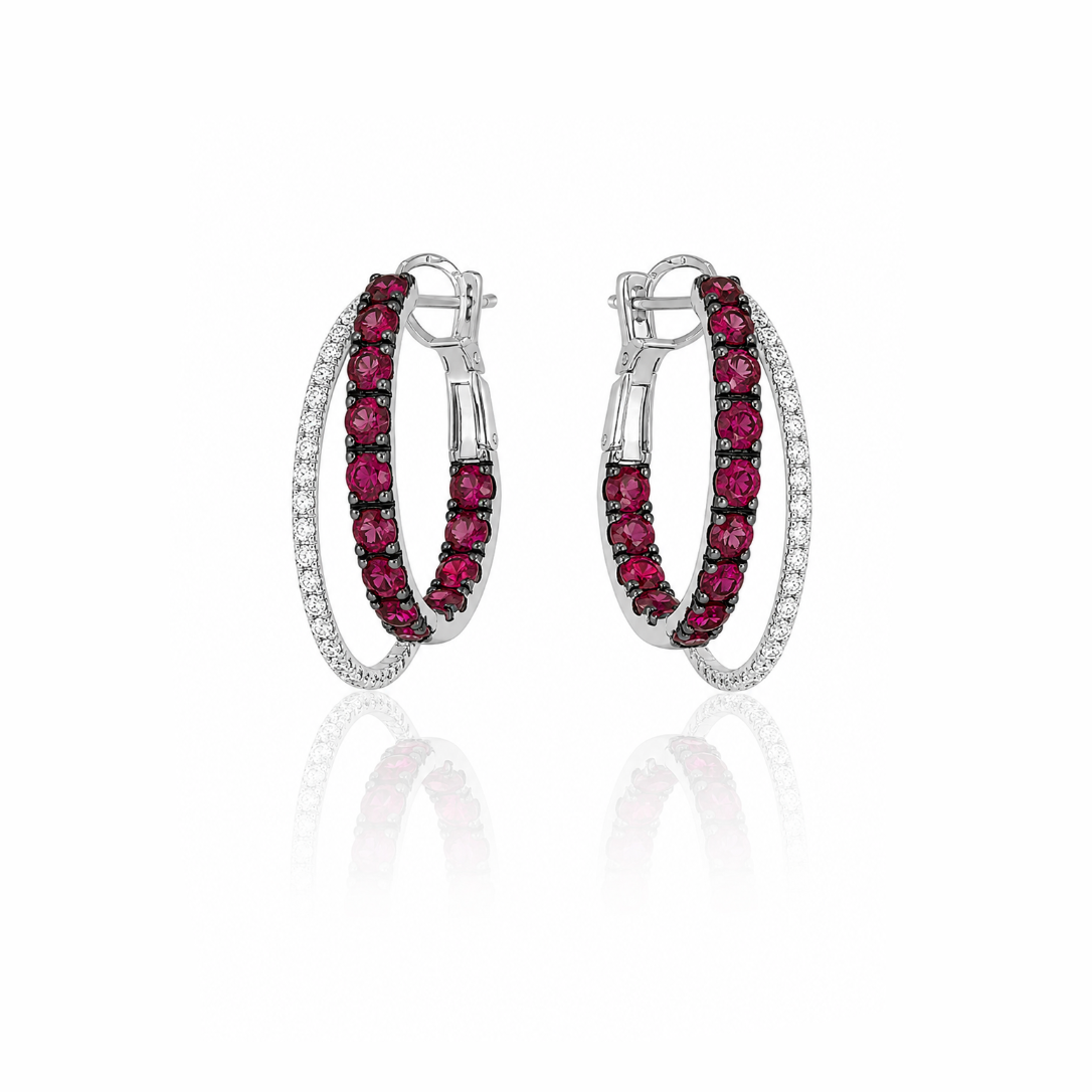 Ruby and Diamond Hoops